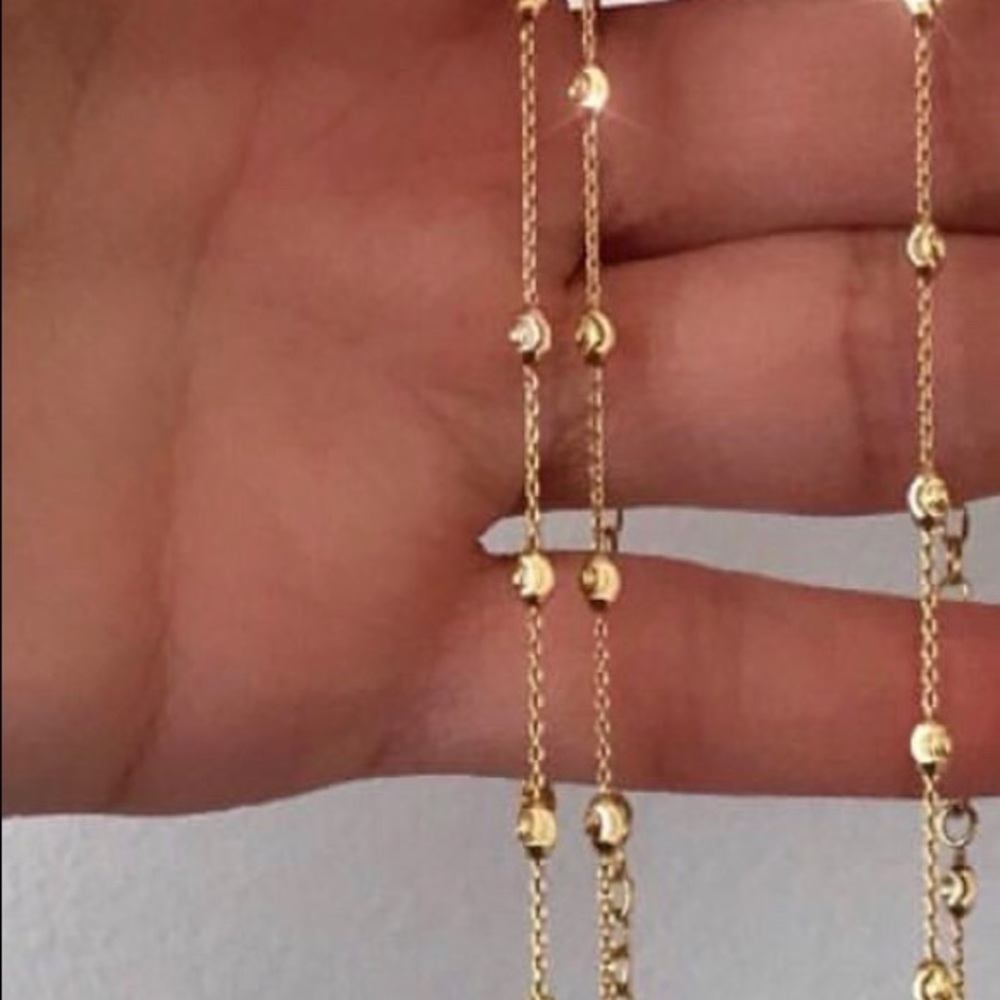 14K gold diamond cut bead necklace